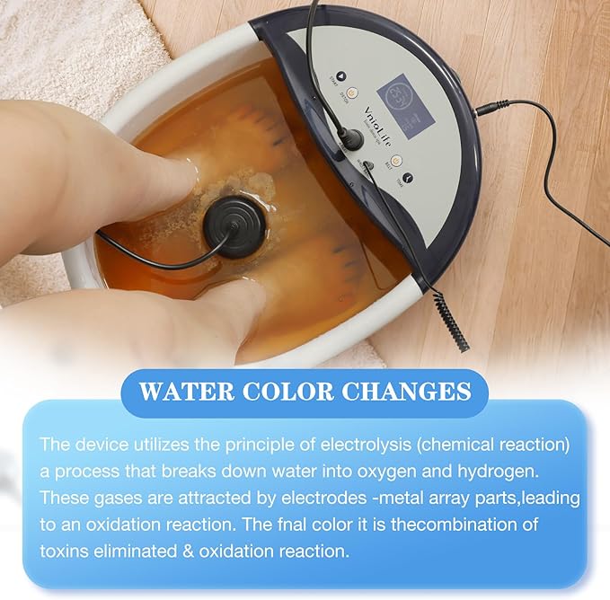 Ionic Foot Bath Detox Machine, Ion Detox Foot Bath Cleanse, LED Display Feet Spa with Heated Belt,Wrist Strap, with 2 Arrays, Sea Salt,10 Liners,Portable Handbag