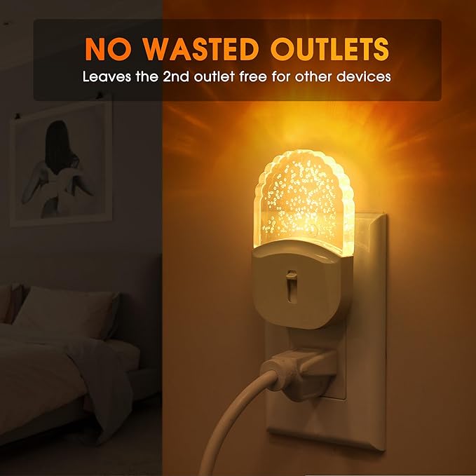 DORESshop Led Night Lights Plug into Wall, 4 Packs Amber Dimmable Dusk to Dawn Night Light for Bedroom, Kids Room, Bathroom