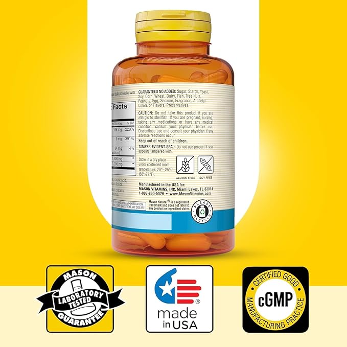 MASON NATURAL Glucosamine Chondroitin 1500/1200 with Vitamin C, Supports Joint Health for Normal Flexibility & Mobility*, 60 Capsules