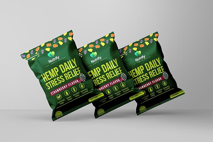 120 Hemp Gummies Natural Strawberry Flavor Hemp Extract, Infused with Omega 3, 6, and 9, Plus Essential Vitamins to Promote General Wellness