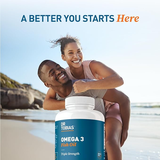 Dr. Tobias Omega 3 Fish Oil, 2000mg Triple Strength with 800mg EPA 600mg DHA Per Serving, Fish Oil Omega 3 Supplements for Heart, Brain & Immune Support, 180 Softgels, 90 Servings