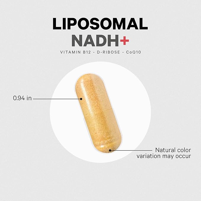 Codeage Liposomal NADH+ Supplement - NADH, Vitamin B12, D-Ribose as Bioenergy Ribose, CoQ10-2-Month Supply - Liposomal Delivery - β-Nicotinamide Adenine Dinucleotide Pills - Non-GMO - 60 Capsules