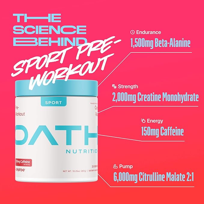 Sport Sugar Free Pre-Workout Powder, Coco Razz, Contains Creatine Monohydrate, Caffeine and Beta Alanine, Pre Workout Powder for Women and Men, 25 Servings