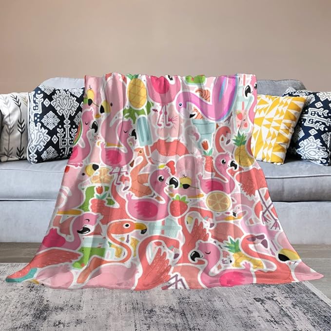 Flamingo Blanket Gifts - 50 x 60 Inches Funny Flamingo Throw for Teens - Pink Fluffy Warm Cozy Blankets for Sofa