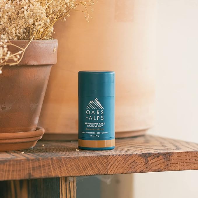 Oars + Alps Natural Deodorant for Men & Women, Aluminum Free Deodorant for Men, Dermatologist Tested, Clean Ingredients, Non Toxic, Vegan, Long Lasting, Odor Protection, Bergamot Grove, 1pk, 2.6oz