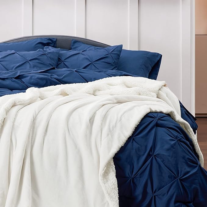 Bedsure GentleSoft Sherpa Fleece Throw Blanket Twin Size for Couch - Thick and Warm, Soft Fuzzy Plush Twin Blanket for Winter, White, 60x80 Inches