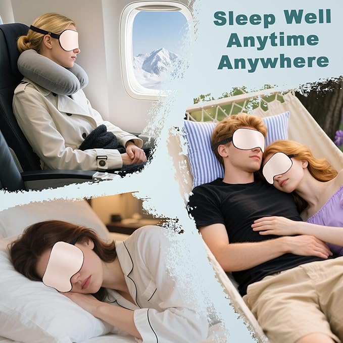 Sleep Mask, Real Natural Pure Silk Eye Masks with Adjustable Strap for Sleeping, Mulberry Silk Eye Sleep Shade Cover, Block Light Reduces Puffy Eyes Traveling Gifts