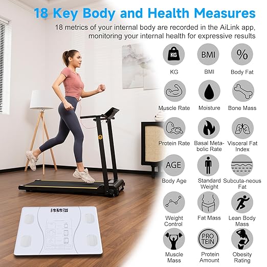 Intelligent Body Fat Scale, a Simple and Practical Digital Scale That can be Connected to a Mobile Digital Bathroom Scale to Display BMI, Body Fat, Muscle Mass, and Durable Weight Scale (White)