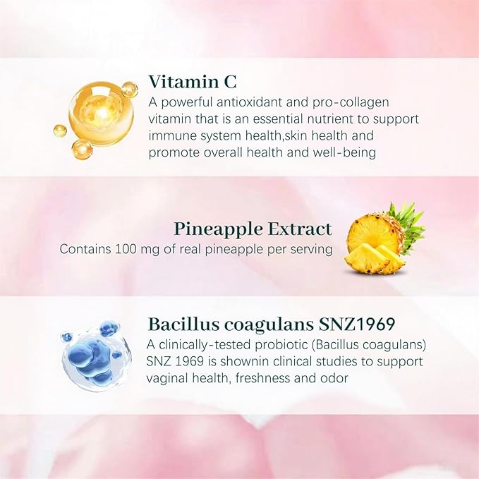 Vital Source Feminine Balance Gummies for Women, Hawaiian Pineapple Flavor, pH Balance Support, Gluten-Free Vegan Probiotic, 60 Count