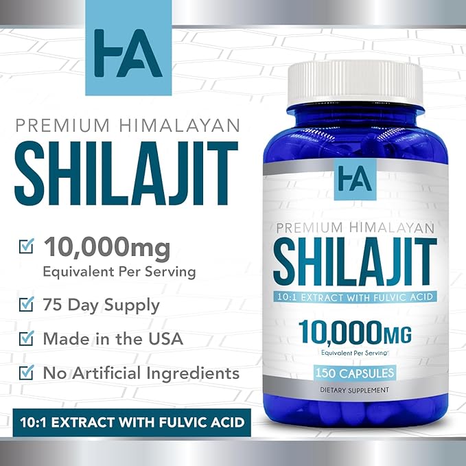 Extra Strength Shilajit Capsules | Taste Free Shilajit for Men & Women 10000mg Equivalent with Naturally Occurring Trace Minerals and Fulvic Acid | Vegan Non-GMO & Made in cGMP Labs (150 Servings)