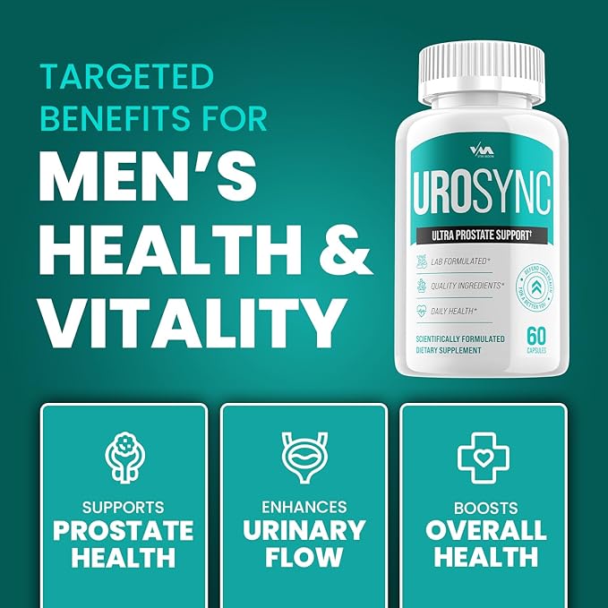 (1 Pack) URO Sync Prostate Support Capsules – UroSync Pills Supplement, Maximum Strength, New Improved Multivitamin Formulation, URO Sync Reviews, 60 Capsules