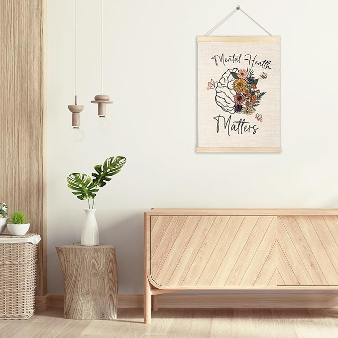 Ecezatik Mental Health Matters Poster Hanger Frame, Awareness Wall Decor for Classroom Therapy Office School Counselor, 12x16 Inches