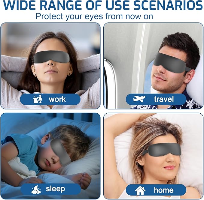 Heated Eye Mask for Dry Eyes, Warm Eye Compress with Flaxseed & Temperature Control, Dry Eye Mask for Relax & Reduce Strain Dark Circle Improve Sleep