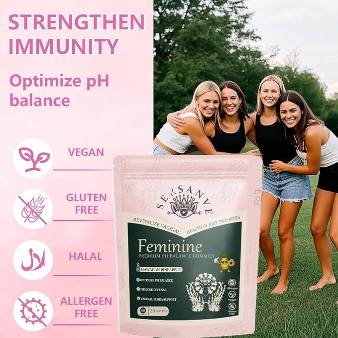 Premium Feminine Balance Gummies for Women,Hawaiian Pineapple Gummy for Women’s Health & Wellness - Immune Support - Vegan, Gluten-Free & Halal, 60 Gummies, 60 Count (2)