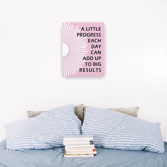 Pugwak Positive Affirmations Wall Decor Canvas Prints - Motivational Framed Canvas Sun Inspirational Light Pink Wall Art Painting Artwork for Therapy Office Nursery Bedroom Decor Prints 11×14 Inch