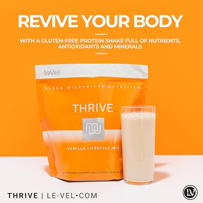 Thrive Protein Shake | 16 Packets (35g Each) | Gluten-Free, Pea Protein, Probiotics, Fiber & Digestive Enzymes | Supports Lean Muscle (16 Packets (Single Servings), Vanilla)
