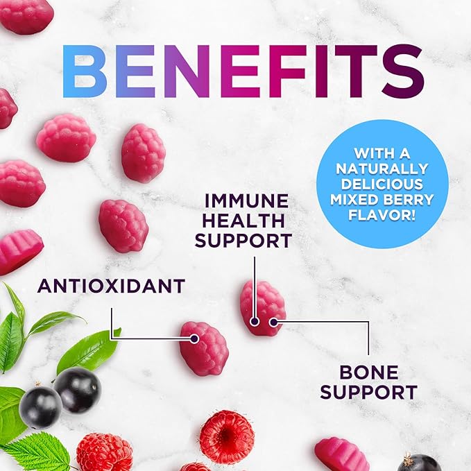 Zinc Supplement 50mg Gummies for Adults - Max Strength Skin Health & Immune Support Gummy, Vegan, Non-GMO & Gluten Free, Nature’s Antioxidant & Bone Health Chewable Tasty Berry Flavor - 120 Gummies
