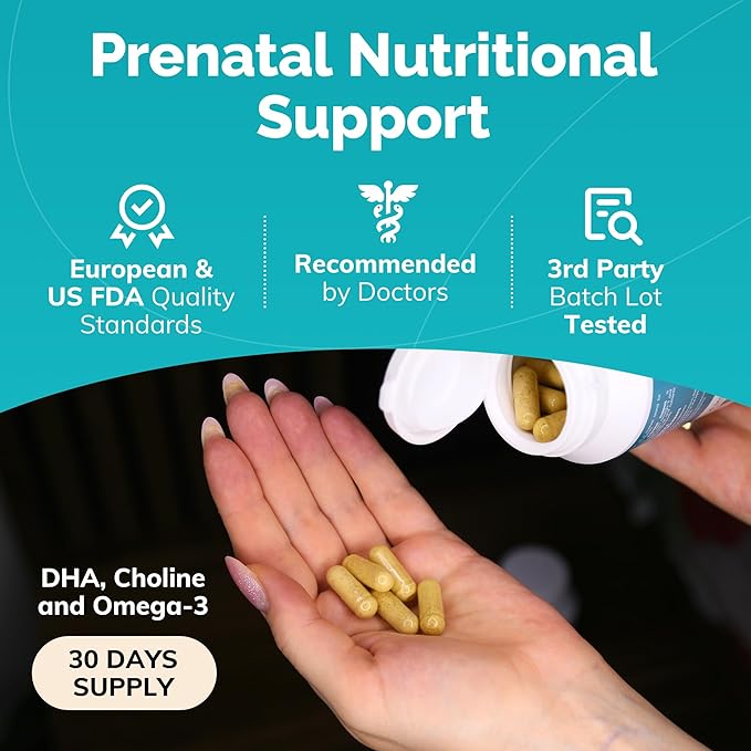 Conceive Plus Prenatal Vitamins for Women Supplement - Multivitamin With Folic Acid for Pregnancy Vegan, Choline, Iron - Pre Natal Vitamins DHA, Non GMO - Maternity Vitamin for Brain & Eye 60 Capsules