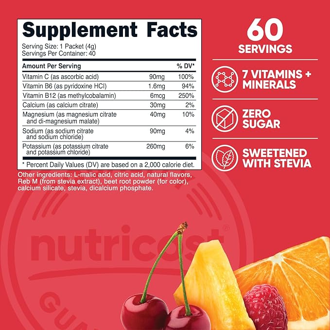Nutricost Electrolytes Complex, Fruit Punch Flavored, 40 Stickpacks - Advanced Hydration Complex