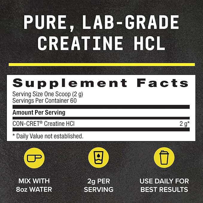 BEYOND RAW Creatine HCl Powder, Science Backed, Lab Grade, Creatine for Women & Men, Muscle Strength, Energy Production, Athletic Performance, Cognitive Support, Cellular Hydration, 60 Servings