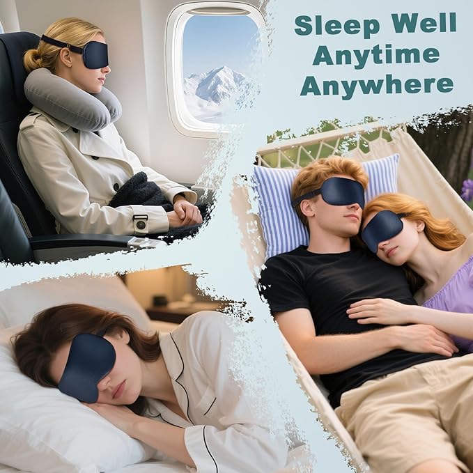Sleep Mask, Real Natural Pure Silk Eye Masks with Adjustable Strap for Sleeping, Mulberry Silk Eye Sleep Shade Cover, Block Light Reduces Puffy Eyes Traveling Gifts