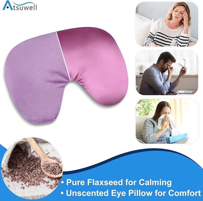 Atsuwell Sinus Mask, Warm Cold Compress Eye Mask for Dry Eyes, Weighted Eye Pillow Microwavable Face Heating Pad for Soothing Sinus Pressure and Relaxation, Pink