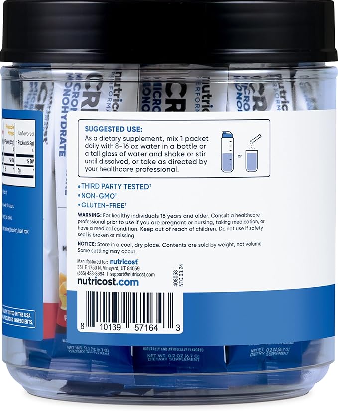 Nutricost Creatine Monohydrate Powder Variety Stickpacks (5 Flavors, 20 Servings) - Micronized, 5 Grams of Creatine Monohydrate Per Pack