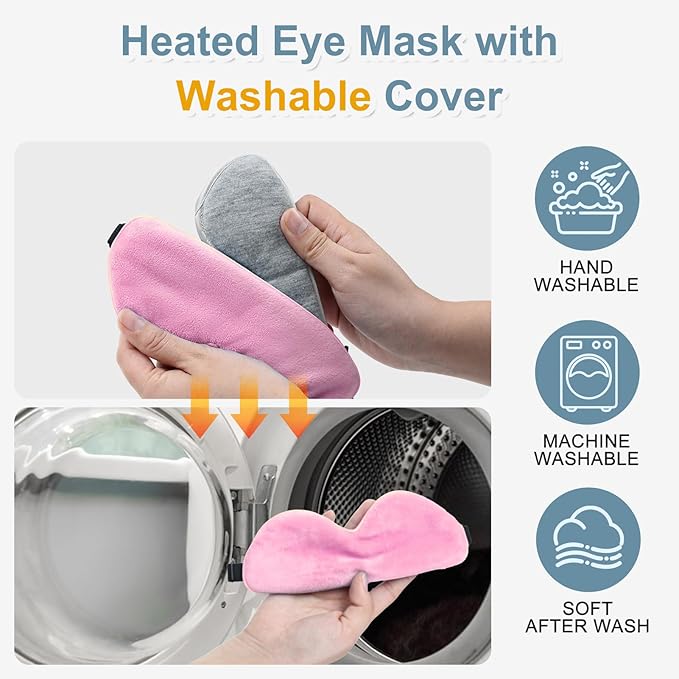 Heated Eye Mask for Dry Eyes USB Electric Warm Eye Compress Heat Eye Masks with Temperature&Timer Control, Eye Heating Pad for Dry Eyes, Stye Treatment, Chalazion, Blepharitis, MGD, Puffy