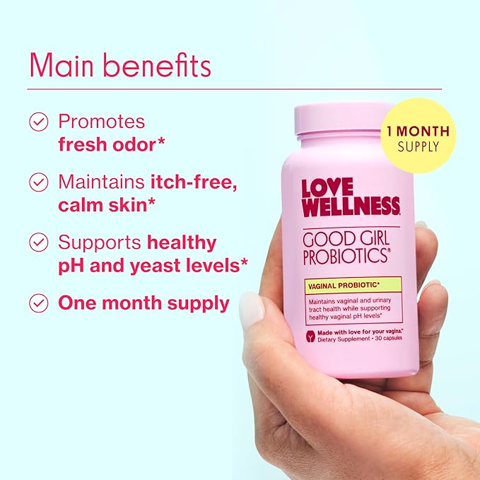 Love Wellness Good Girl Probiotics | Women’s Vaginal Health & pH Balance Supplement | 9-Strain Probiotic for Urinary Tract, Yeast, Odor & Immune Support | Gluten-Free | 30 CT, 30-Day Supply