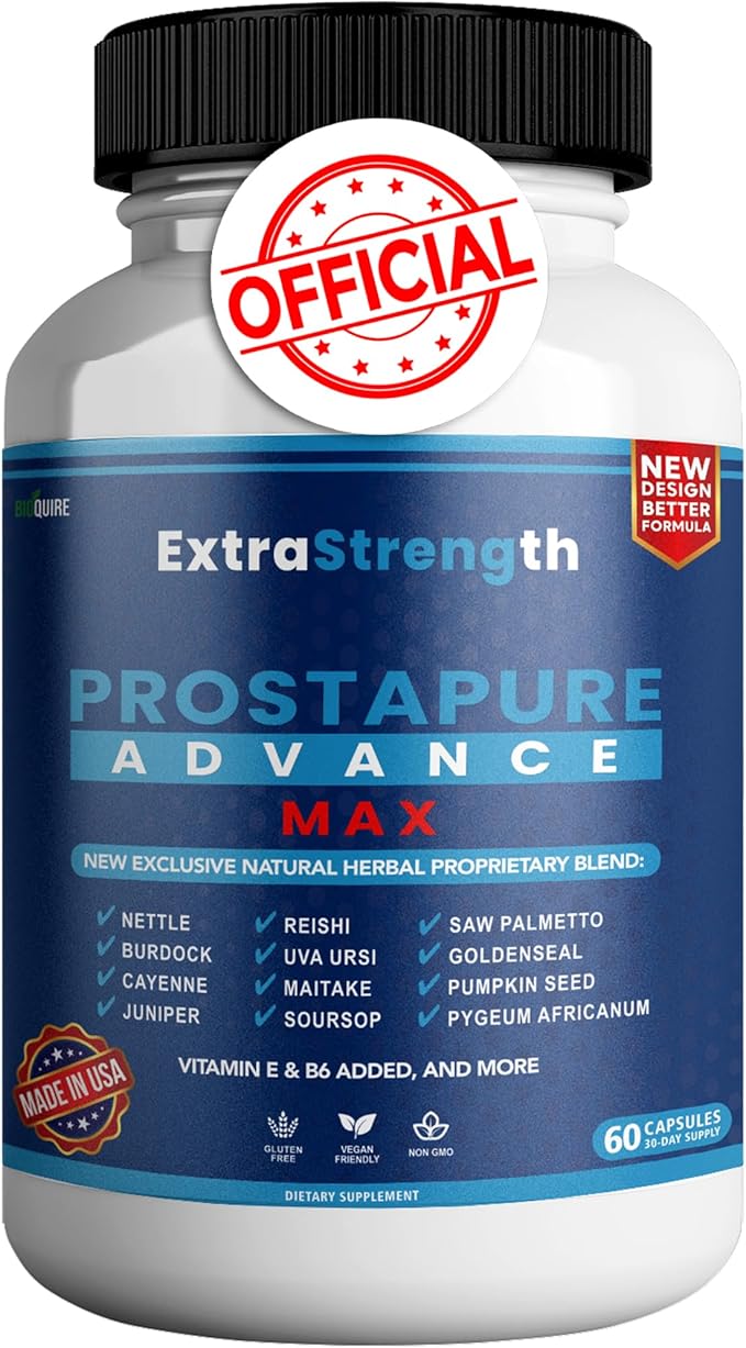 ProstaPure Advance Max Extra Strength Prostate Health Support Supplement, Saw Palmetto, Vegan, Non-GMO, Gluten-Free – 60 Capsules