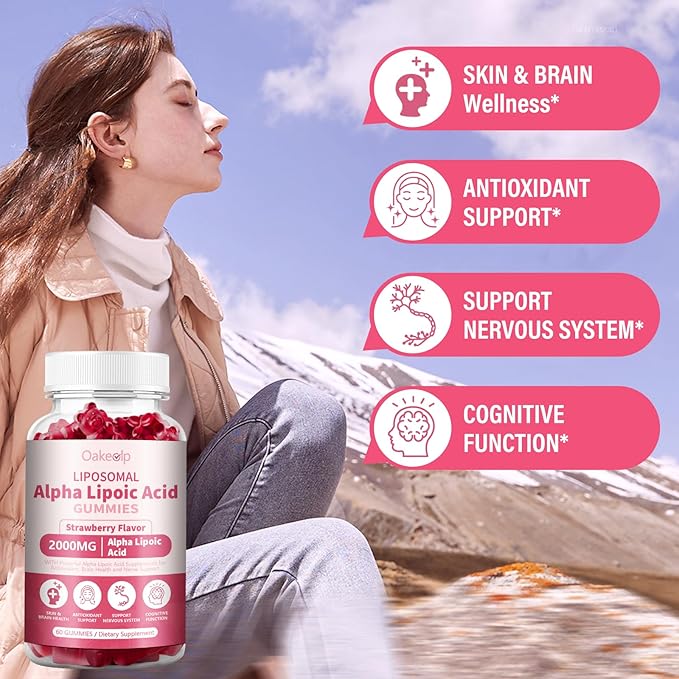 Liposomal Alpha Lipoic Acid Gummies 2000mg Gummies,High Potency ALA Complex Biotin & Benfotiamine for Antioxidant, Brain Health and Nerve* Support,Liposomal Enhance 98% Absorption