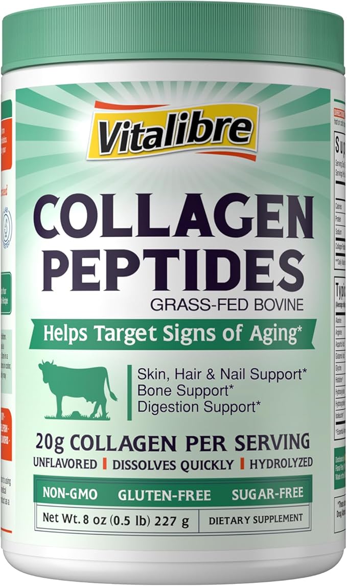 Bovine Collagen Peptides Powder for Women and Men, Grass-Fed Hydrolyzed Collagen Protein Type I & III, Skin, Hair, Nails, Bones, Digestion, Unflavored, Non-GMO, Keto & GF, 11 Servings, 8oz