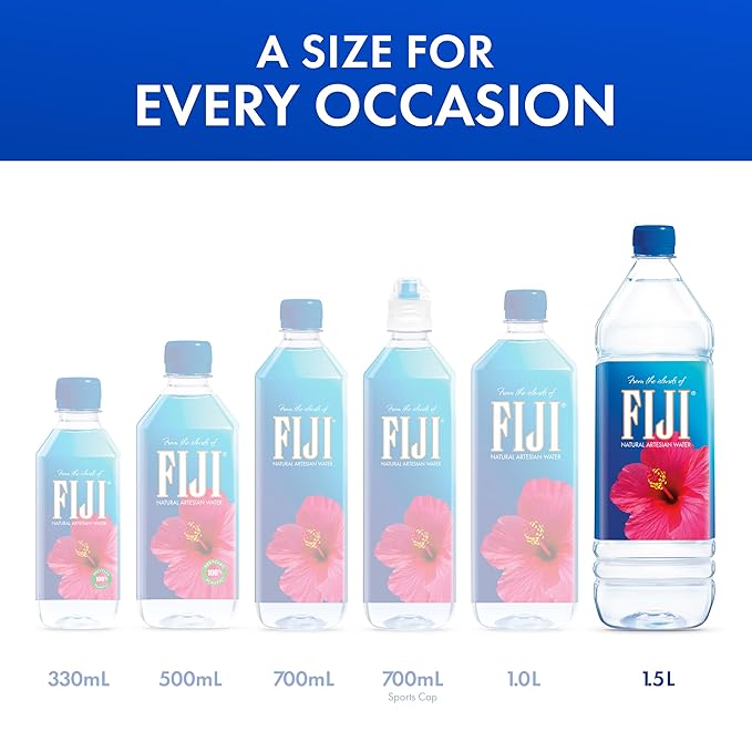 FIJI Natural Artesian Bottled Water 1.5 Liters / 50.7 Fl Ounce (Pack of 12) - 100% Natural Electrolytes