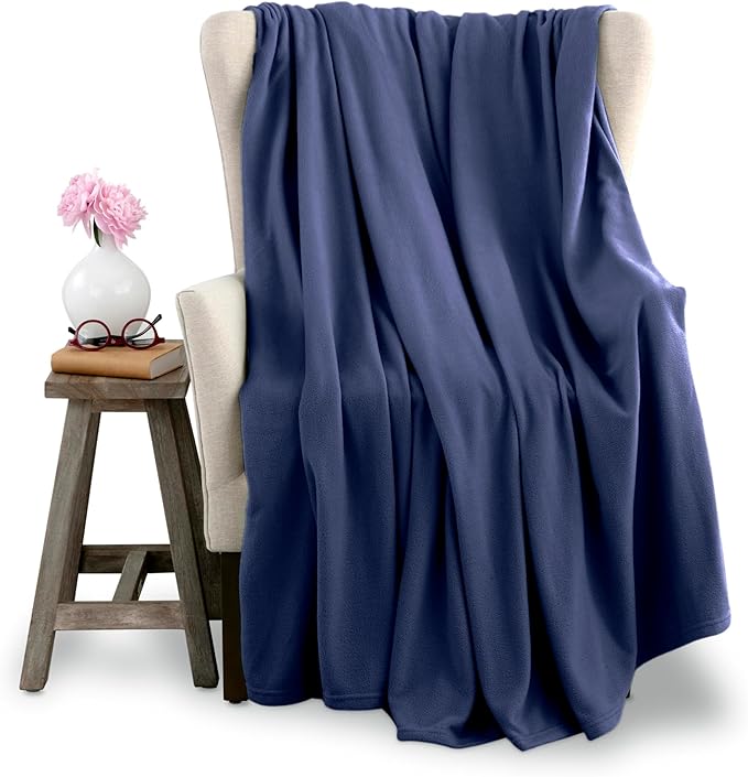King Size Microfleece Blanket - All-Season Comfort, Supersoft Lightweight Throw for Bed, Couch, Sofa or Travel, Pet-Friendly, Navy