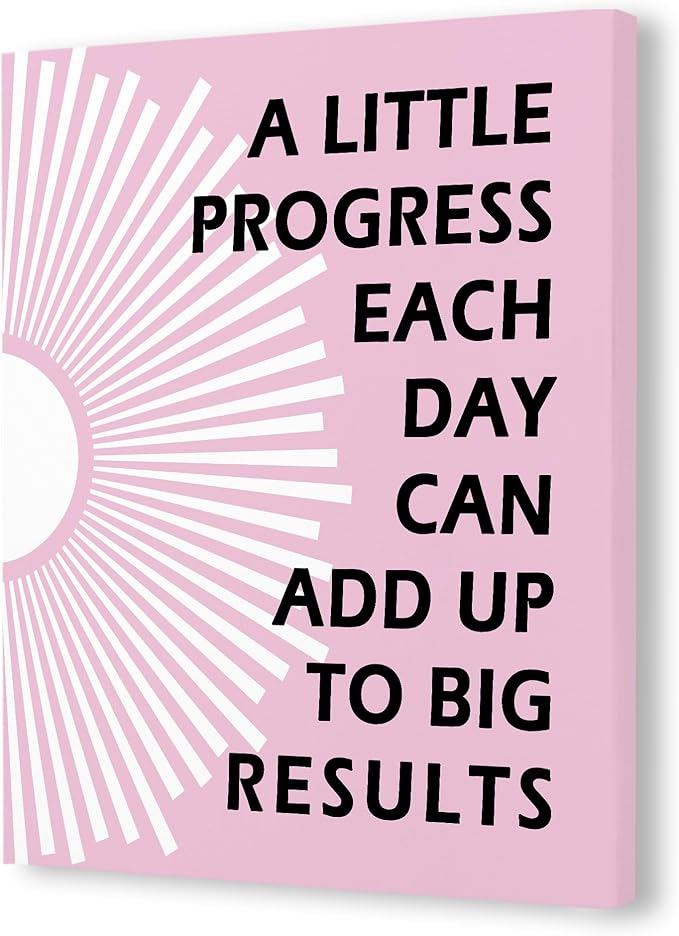 Pugwak Positive Affirmations Wall Decor Canvas Prints - Motivational Framed Canvas Sun Inspirational Light Pink Wall Art Painting Artwork for Therapy Office Nursery Bedroom Decor Prints 11×14 Inch