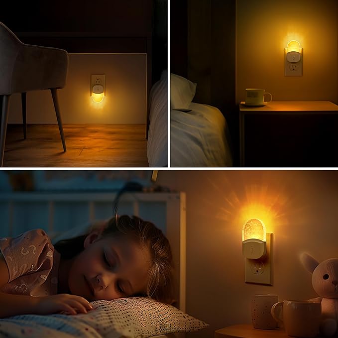 DORESshop Led Night Lights Plug into Wall, 4 Packs Amber Dimmable Dusk to Dawn Night Light for Bedroom, Kids Room, Bathroom
