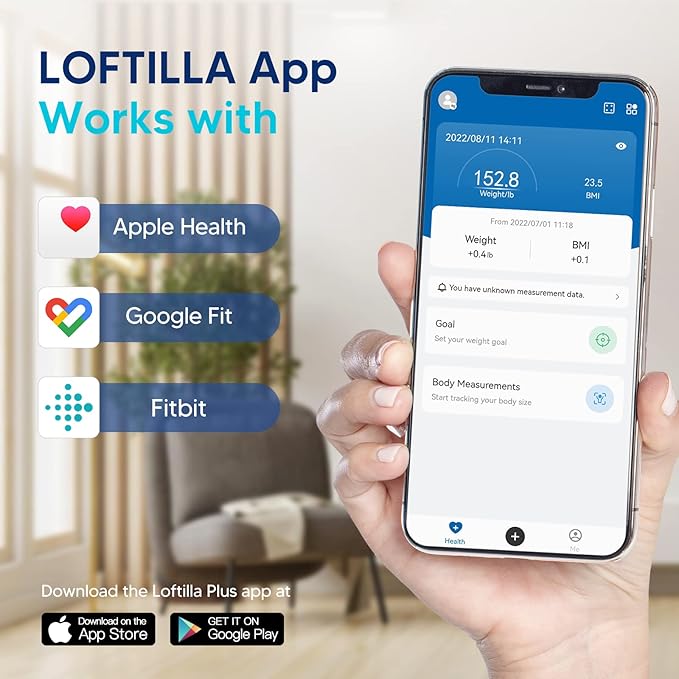 LOFTILLA Scale for Body Weight, Smart Digital Body Fat Scales Sync with App, 14 Body Composition Analyzer, 400 lb Capacity, Black