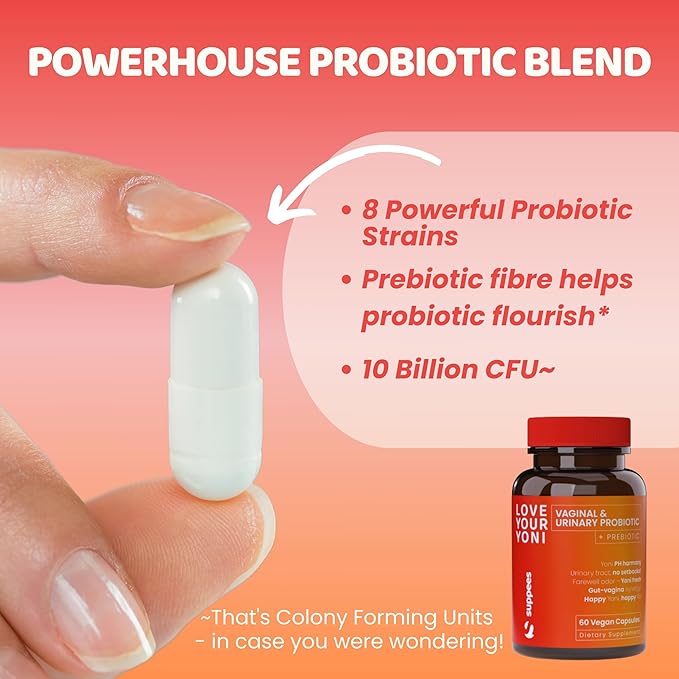 Vaginal Probiotics & Prebiotics for Women - Support Vaginal Health & pH Balance - Women's Probiotic for Bacterial Vaginosis - Female & Vaginal Care - 60 Capsules