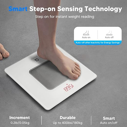 arboleaf Scale for Body Weight, High-Precision Digital Bathroom Scale with LED Display, Sleek & Durable, 400lb Capacity for Home Use