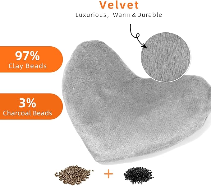 Heart Weighted Eye Mask, Heated Eye Masks for Dry Eyes, Warm Compress for Eyes, Multipurpose for Cramps, Joints, Neck, Moist Heat Compress for Soothing Muscle Pressure and Relaxation(Grey)