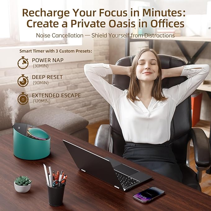 Sound Machine &Aroma Diffuser Pro 4-in-1 Sleep System, Premium Metal Shell with Schumann Resonance &Soothting Night Light, White Noise &50+ Natural Sounds-for Sleep, Focus, Relaxation-Adults Kids Baby