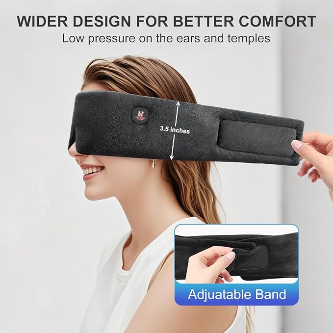 Heated Eye Mask, Cordless Warm Eye Compress for Dry Eyes MGD Stye Blephartitis, 2500mAh Electric Eye Heating Pad for Travel, Gifts for Men Women (Black)