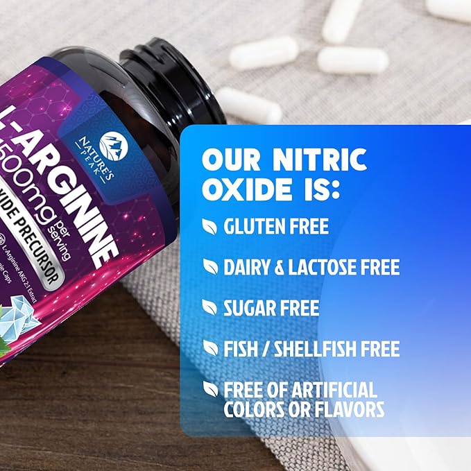 L-Arginine 1000mg Supplement - Heart Health Support - Premium Muscle Supporting Nitric Oxide Precursor Booster for Extra Strength - Gluten Free, Amino Acid Energy Blend For Men & Women - 60 Capsules