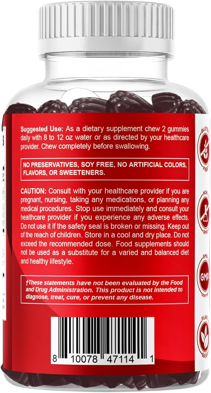 Vitamatic Vegan Cranberry Gummies with D-Mannose, Probiotics & Vitamin C – 25,000 mg Equivalent per Serving (from 50:1 Extract 500 mg) – 60 Count – Urinary Tract Health Support for Women