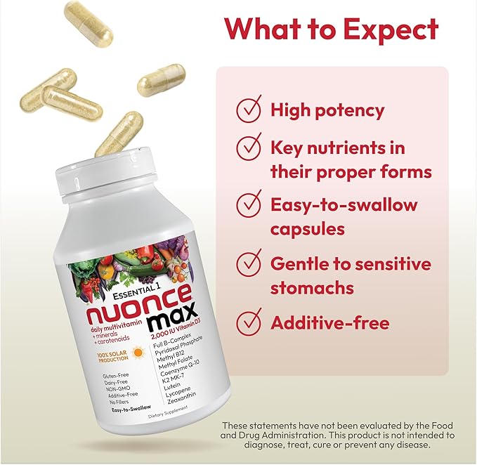 ANDREW LESSMAN Essential-1 Multivitamin 2000 IU Vitamin D3 30 Small Capsules - 100 mcg Methyl B12. CoQ10 Lutein Lycopene Zeaxanthin. High Potency. No Additives. Ultra-Mild. One Daily Capsule