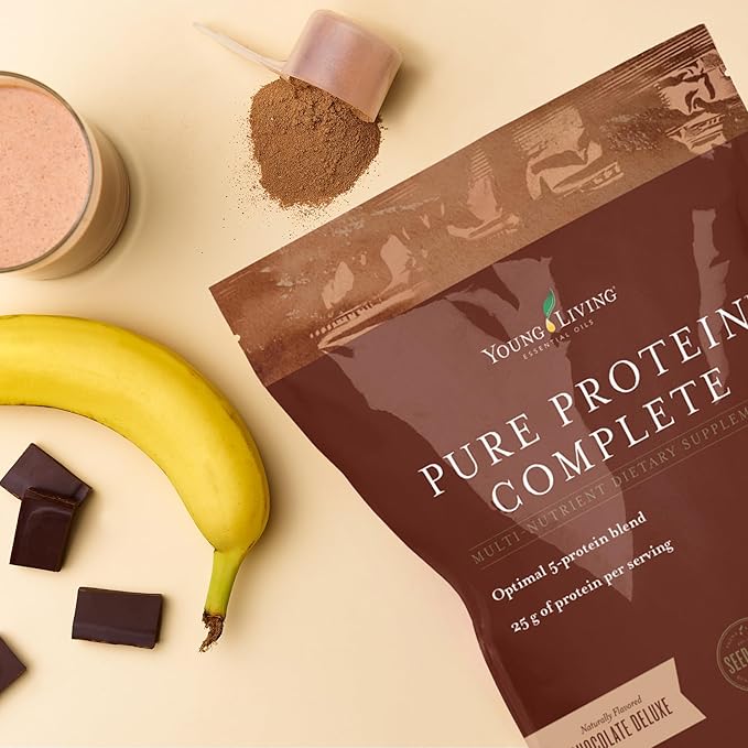 Young Living Pure Protein Complete Chocolate Deluxe, 26.0 oz- Support for Lean Muscle and Post-Workout Recovery with Essential Oils and Probiotics for Fitness