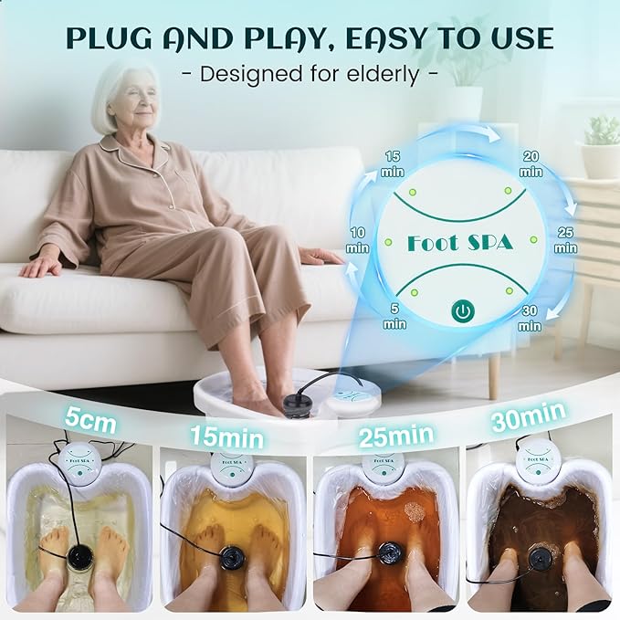 Ionic Foot Detox Machine, Portable Ionic Detox Bath Cleanse Spa Machine with Massager Roller for Plantar Fasciitis, Relaxing Foot Detox Spa at Home