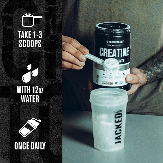 Jacked Factory Flavored Creatine Monohydrate Powder 425g - Creatine Supplement for Muscle Growth, Increased Strength, Enhanced Energy, & Improved Athletic Performance - 85 Servings, Peach Mango