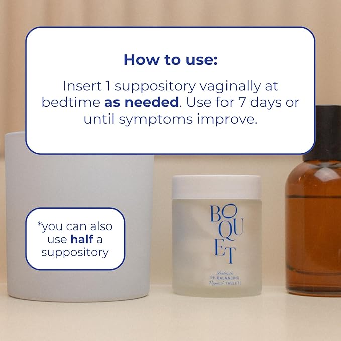 Boquet Vaginal Prebiotic Suppository- Prevent & Eliminate The Cause of Odor, Maintain pH Balance (30 Ct) Fast Acting Gentle Care for Your Flora Below
