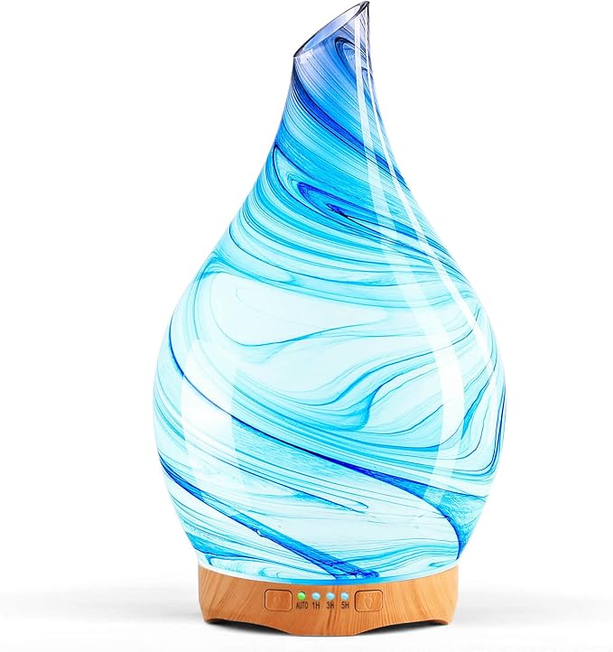 Porseme 280ml Essential Oil Diffuser Glass Color Changing Aroma Air Diffusers Aromatherapy Ultrasonic Cool Mist Humidifier 7 Running Hours Waterless Auto-Off for Sleeping, Yoga, Office, Spa (Ink)